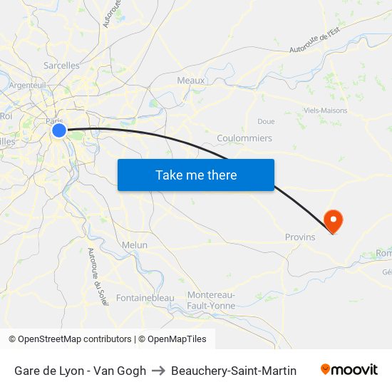 Gare de Lyon - Van Gogh to Beauchery-Saint-Martin map