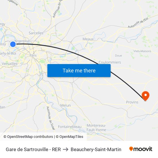 Gare de Sartrouville - RER to Beauchery-Saint-Martin map