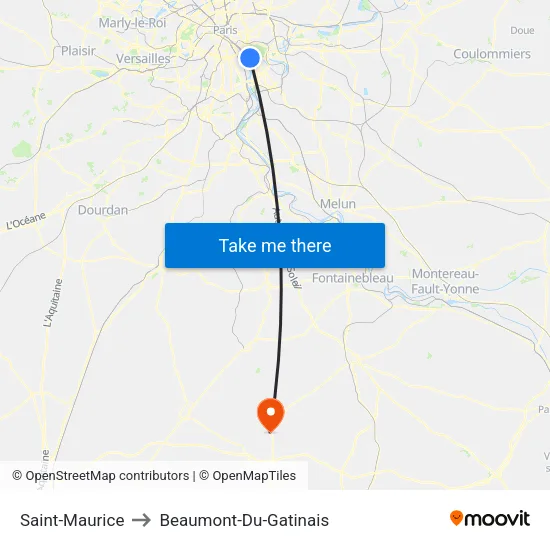 Saint-Maurice to Beaumont-Du-Gatinais map