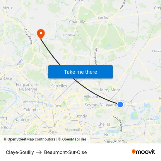 Claye-Souilly to Beaumont-Sur-Oise map