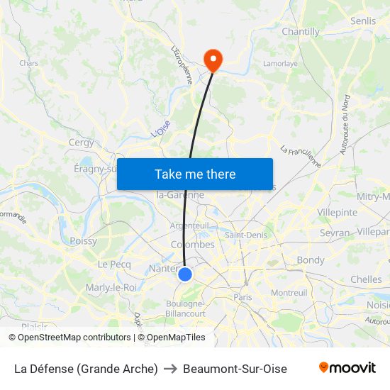 La Défense (Grande Arche) to Beaumont-Sur-Oise map