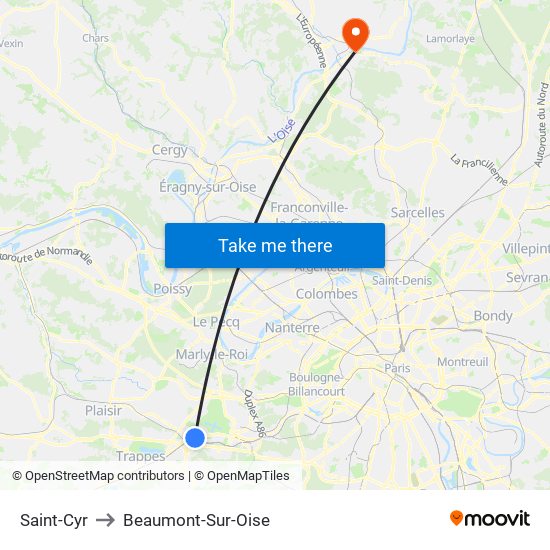 Saint-Cyr to Beaumont-Sur-Oise map