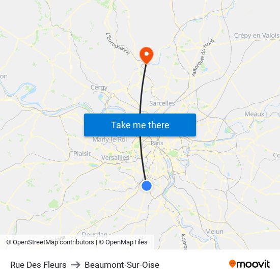Rue Des Fleurs to Beaumont-Sur-Oise map