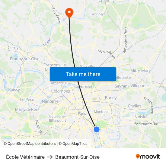 École Vétérinaire to Beaumont-Sur-Oise map