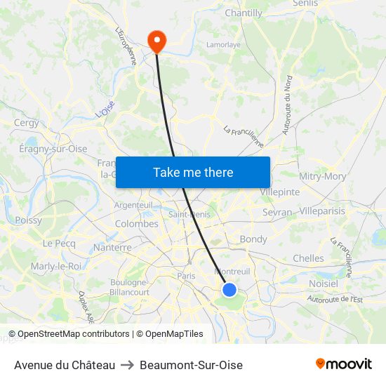 Avenue du Château to Beaumont-Sur-Oise map