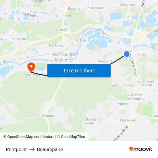 Pontpoint to Beaurepaire map