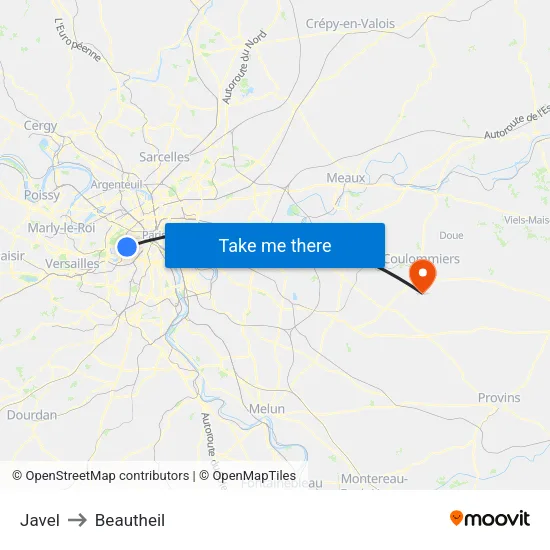 Javel to Beautheil map