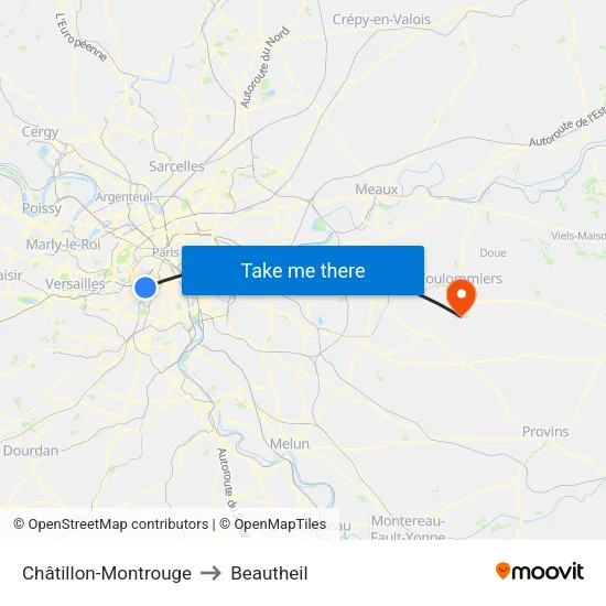 Châtillon-Montrouge to Beautheil map