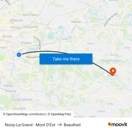 Noisy-Le-Grand - Mont D'Est to Beautheil map