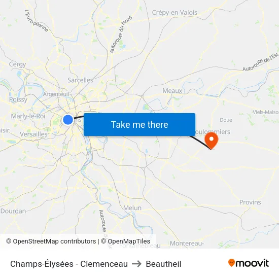Champs-Élysées - Clemenceau to Beautheil map