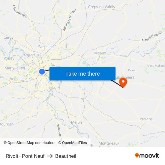 Rivoli - Pont Neuf to Beautheil map