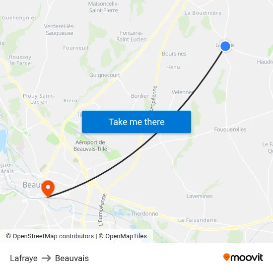 Lafraye to Beauvais map