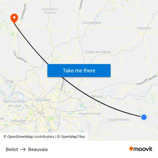 Bellot to Beauvais map