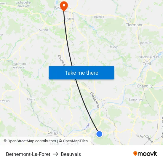Bethemont-La-Foret to Beauvais map