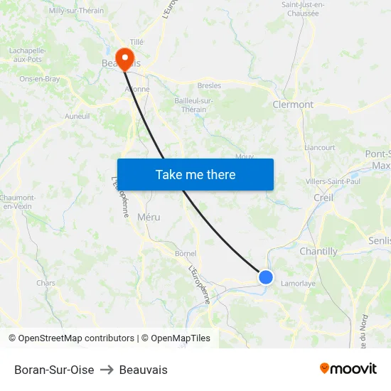 Boran-Sur-Oise to Beauvais map