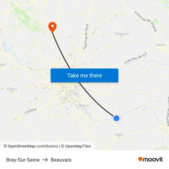 Bray-Sur-Seine to Beauvais map