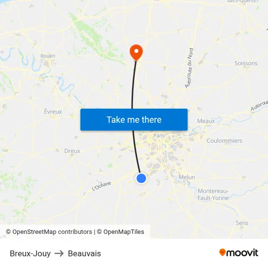 Breux-Jouy to Beauvais map