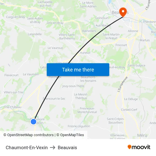 Chaumont-En-Vexin to Beauvais map