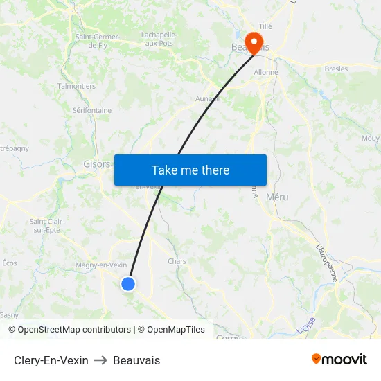 Clery-En-Vexin to Beauvais map