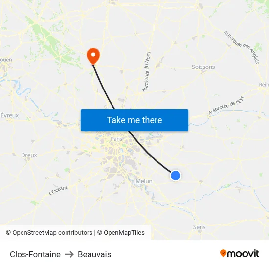 Clos-Fontaine to Beauvais map