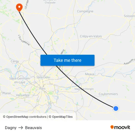 Dagny to Beauvais map