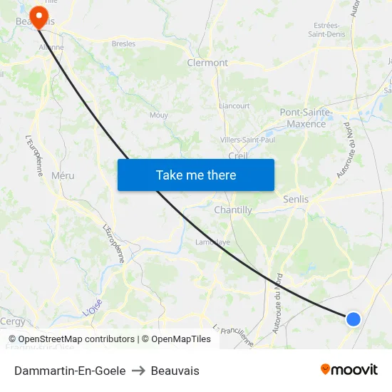 Dammartin-En-Goele to Beauvais map