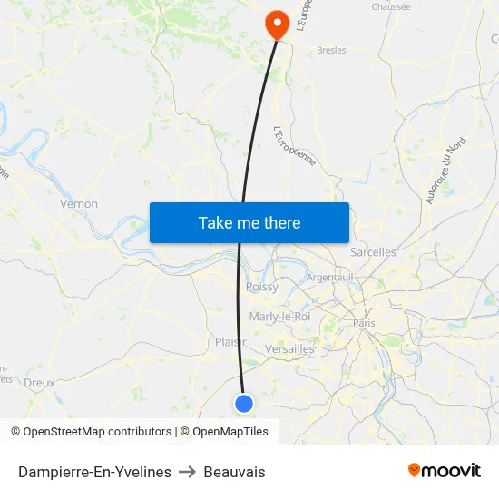 Dampierre-En-Yvelines to Beauvais map