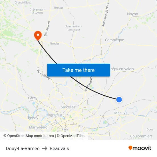 Douy-La-Ramee to Beauvais map