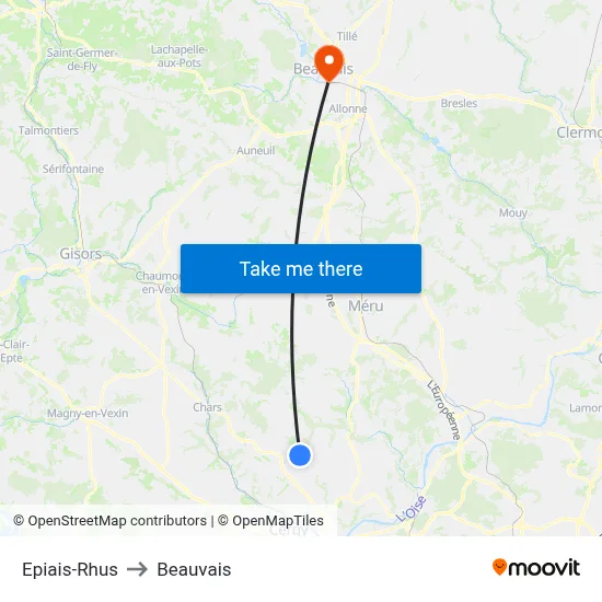 Epiais-Rhus to Beauvais map