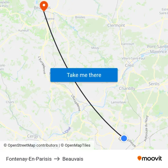 Fontenay-En-Parisis to Beauvais map