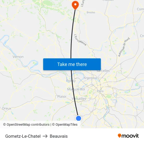 Gometz-Le-Chatel to Beauvais map