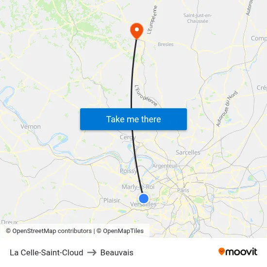 La Celle-Saint-Cloud to Beauvais map
