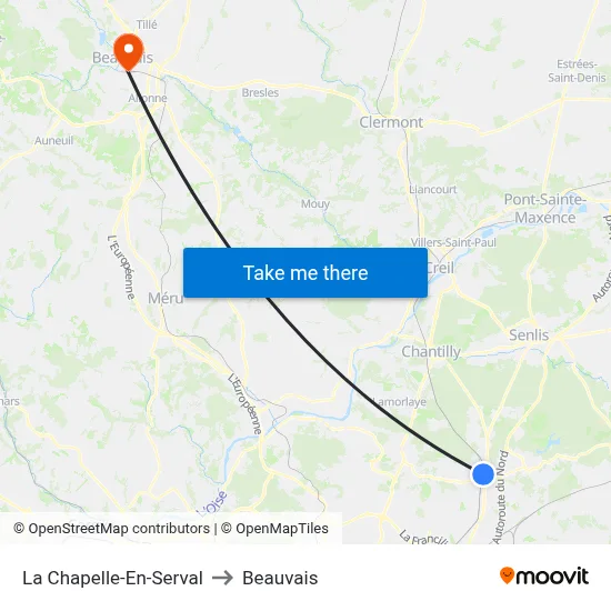 La Chapelle-En-Serval to Beauvais map
