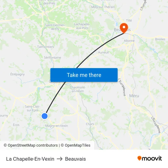 La Chapelle-En-Vexin to Beauvais map