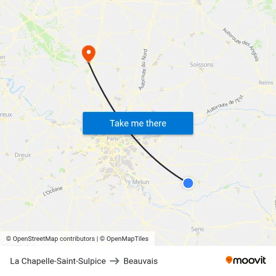 La Chapelle-Saint-Sulpice to Beauvais map