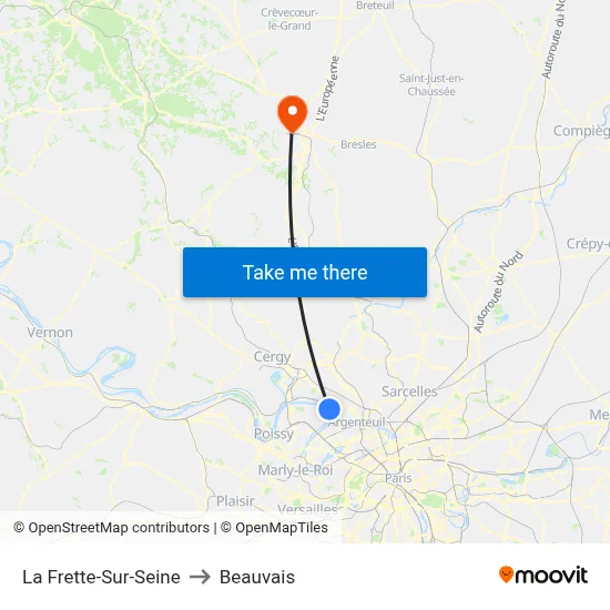 La Frette-Sur-Seine to Beauvais map