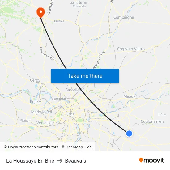 La Houssaye-En-Brie to Beauvais map