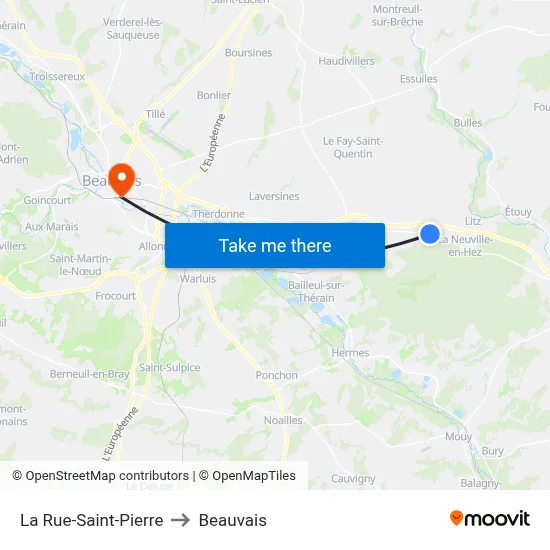 La Rue-Saint-Pierre to Beauvais map