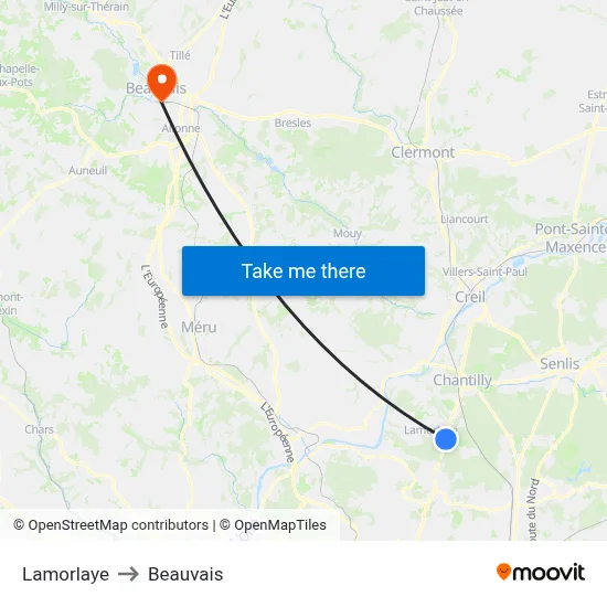 Lamorlaye to Beauvais map