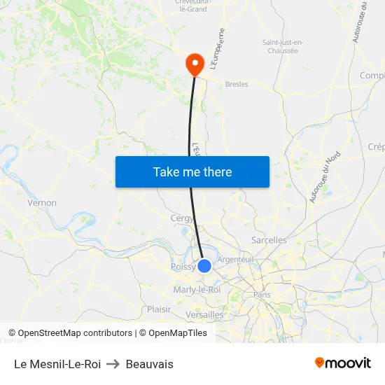 Le Mesnil-Le-Roi to Beauvais map