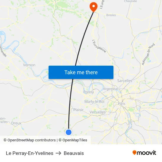 Le Perray-En-Yvelines to Beauvais map