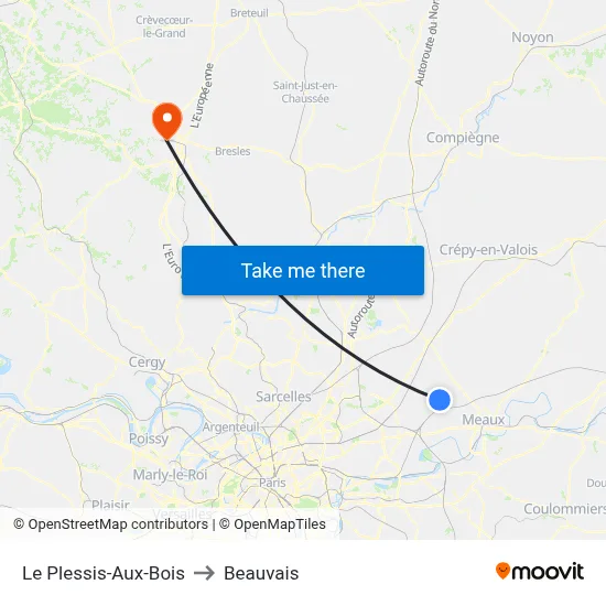 Le Plessis-Aux-Bois to Beauvais map