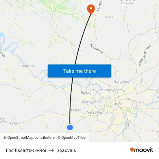 Les Essarts-Le-Roi to Beauvais map