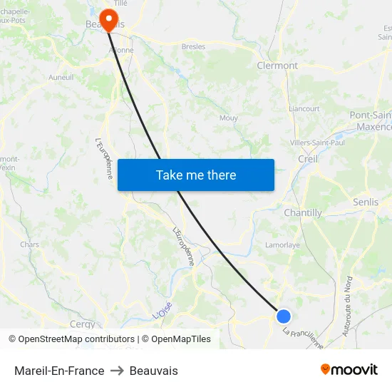 Mareil-En-France to Beauvais map