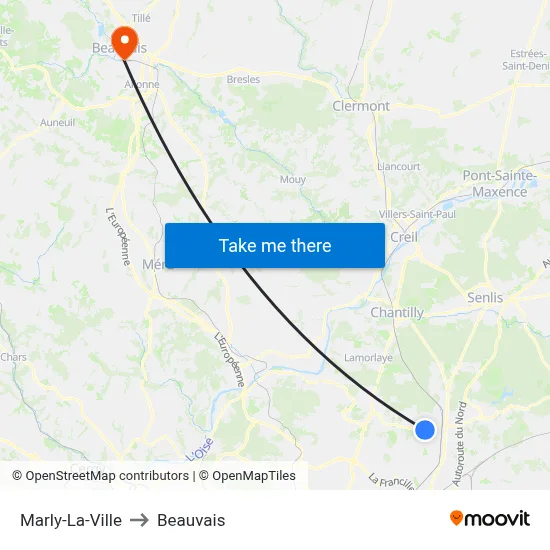 Marly-La-Ville to Beauvais map