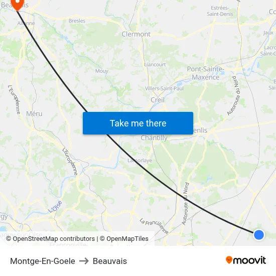 Montge-En-Goele to Beauvais map