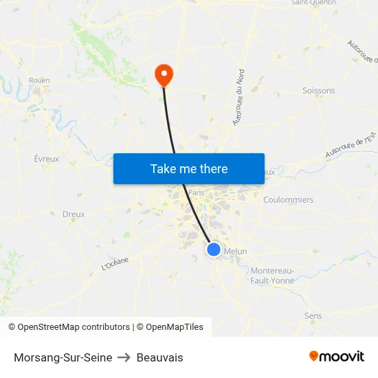 Morsang-Sur-Seine to Beauvais map