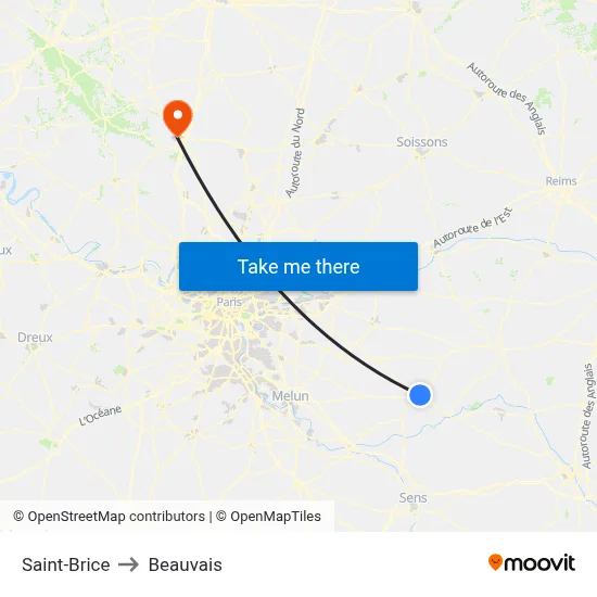 Saint-Brice to Beauvais map