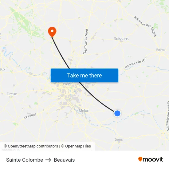 Sainte-Colombe to Beauvais map