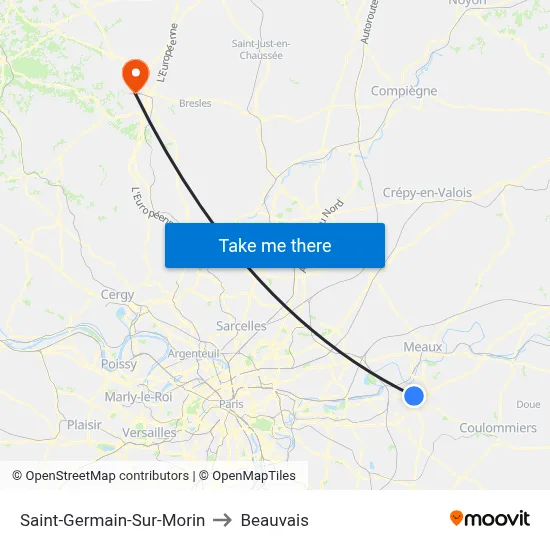 Saint-Germain-Sur-Morin to Beauvais map